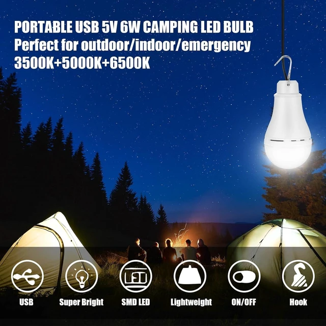 Alt view image 3 of 6 - 12-Pack USB LED Light String Portable Bulb Strip with 6.6ft Cord & Splitter Cable for Camping, Porch, Backyard, Garage, Truck, Fishing, Boat
