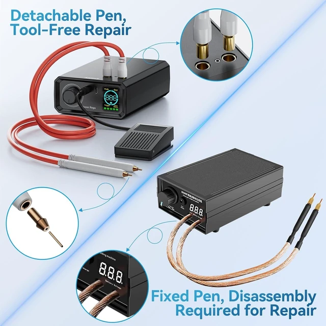 Alt view image 5 of 7 - 9000W Battery Spot Welder with Rotary Knob & 100 Gears Foot Pedal Operated, 0.1-0.3mm Dual Pulse Output, Portable for DIY Battery Packs (UK1)