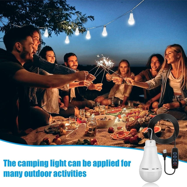Alt view image 6 of 6 - 12-Pack USB LED Light String Portable Bulb Strip with 6.6ft Cord & Splitter Cable for Camping, Porch, Backyard, Garage, Truck, Fishing, Boat
