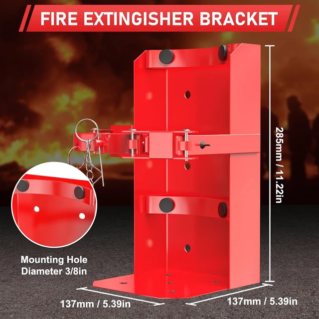 Alt view image 2 of 7 - Heavy Duty Fire Extinguisher Mount Bracket for School, Home, Garage, Laboratory & Vehicle, Perfect for Wall Mount (Fe-10, Red, 2 Pcs)