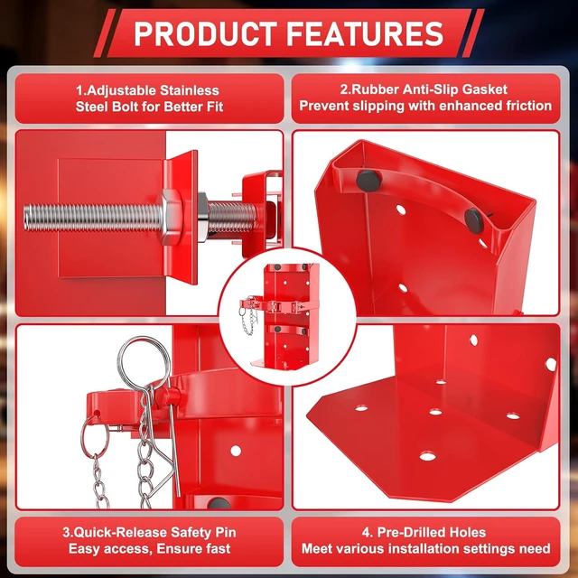 Alt view image 3 of 7 - Heavy Duty Fire Extinguisher Mount Bracket for School, Home, Garage, Laboratory & Vehicle, Perfect for Wall Mount (Fe-10, Red, 2 Pcs)