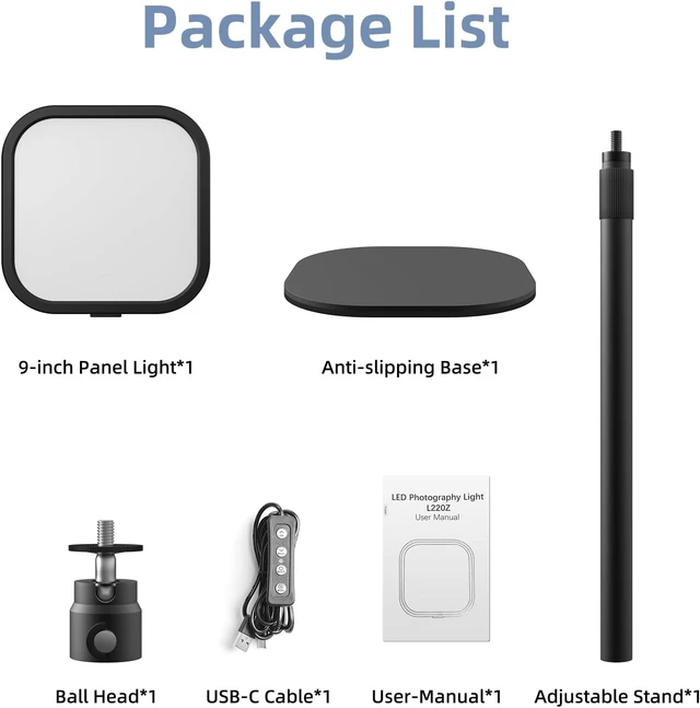 Alt view image 7 of 7 - 10" LED Video Conference Light with Stand & Phone Holder for Zoom, Webcam & Podcast