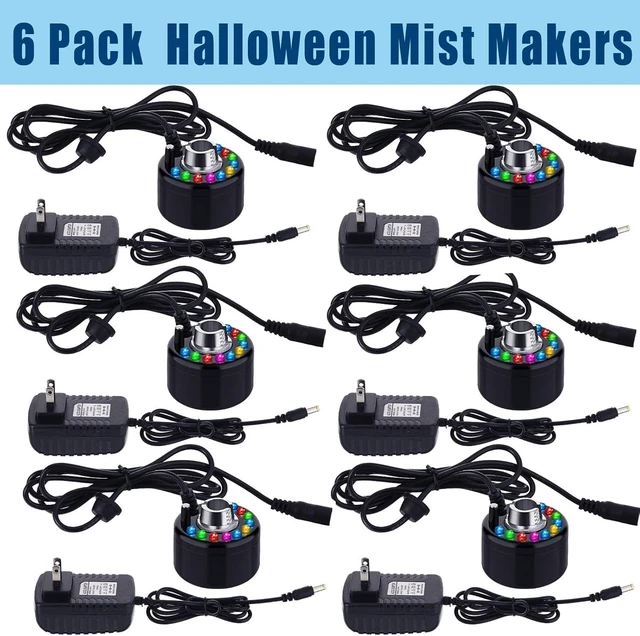 Alt view image 2 of 7 - 6 Pcs Ultrasonic Mist Maker Fogger with Color Change LED Water Fountain Pond Fog Machine for Home Room Office Outdoor Holiday (Black, Plastic)