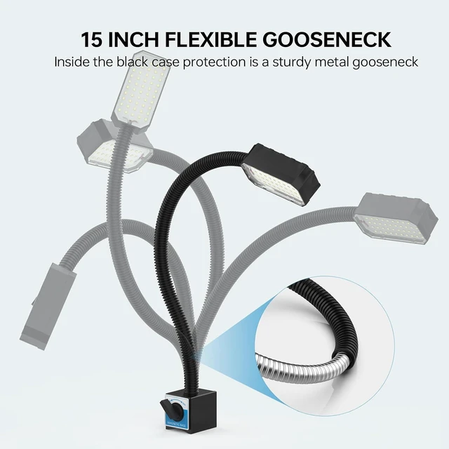 Alt view image 4 of 7 - Magnetic Work Light 1300 Lumens LED Machine Light with Strong Magnetic Base & Flexible Gooseneck for Lathe & Drill Press, 10W 120V
