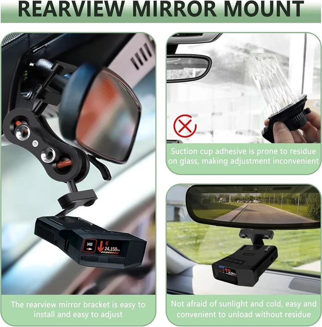 Alt view image 5 of 7 - Aluminum Mirror Mount Bracket Radar Detector Mount (for Uniden R7 R8 R8w Radar Detector Mount)
