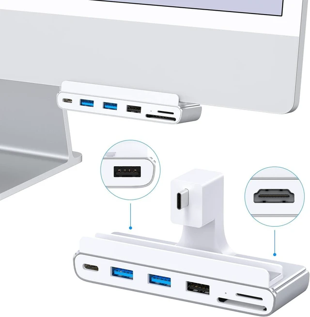 Main image of 8-in-1 iMac USB C Dock Adapter with HDMI 4K@60hz, USB 3.0 5Gbps & SD/TF Card Reader for iMac 24 inch M1/M3/M4