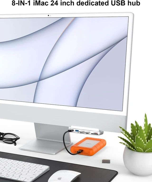 Alt view image 7 of 7 - 8-in-1 iMac USB C Dock Adapter with HDMI 4K@60hz, USB 3.0 5Gbps & SD/TF Card Reader for iMac 24 inch M1/M3/M4