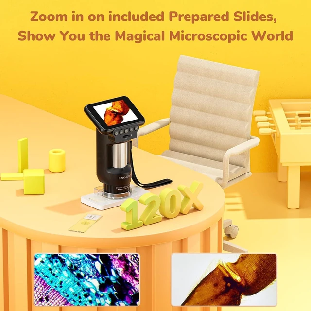 Alt view image 3 of 7 - LM013 Portable Digital Microscope for Adults & Kids with 2.8" Screen Handheld Camera, Coins Magnifier with 8 LED, PC View, 32GB