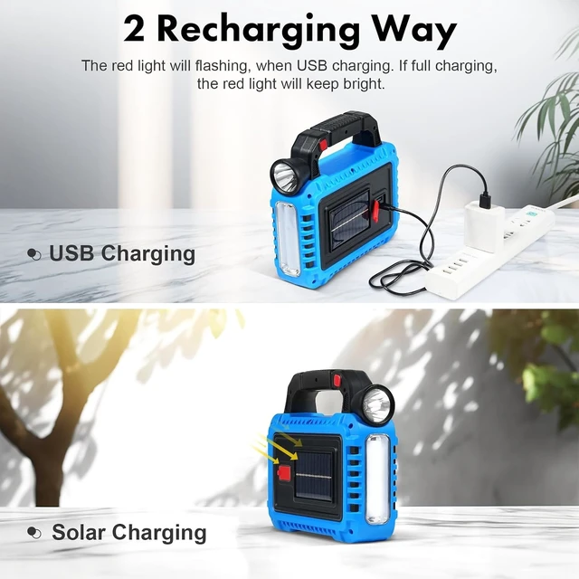 Alt view image 2 of 6 - 4-Pack Solar Lantern LED Flashlight Portable Rechargeable Camping Tent Lights for Power Outages, Emergency, Hurricane & Survival Kits