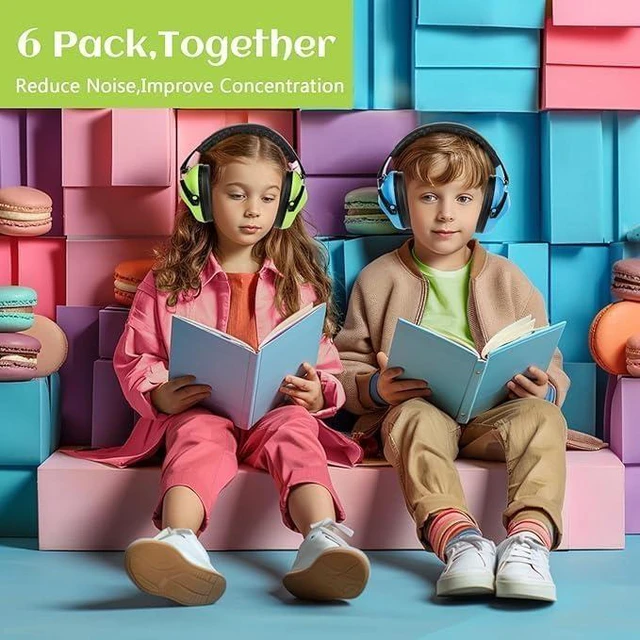 Alt view image 2 of 7 - 6-Pack Noise Cancelling Headphones for Kids, 28dB SNR Noise Reduction Ear Muffs for Children/Toddler, Hearing Protection for Fireworks/Monster Truck