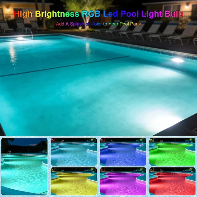 Alt view image 4 of 7 - 120V 90W LED Pool Light Bulb (E26 Base) Multi-Color & Adjustable Brightness Spa Light for Inground & Above Ground Swimming Pools, Black