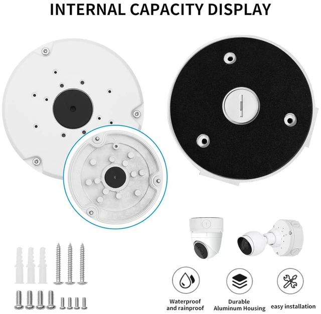 Alt view image 2 of 6 - White Metal Junction Box Mount for Ubiquiti UniFi Camera, Compatible with Dome, Turret & Bullet Cameras, G3-G6, AI, Pro, Anti-Falling Rope