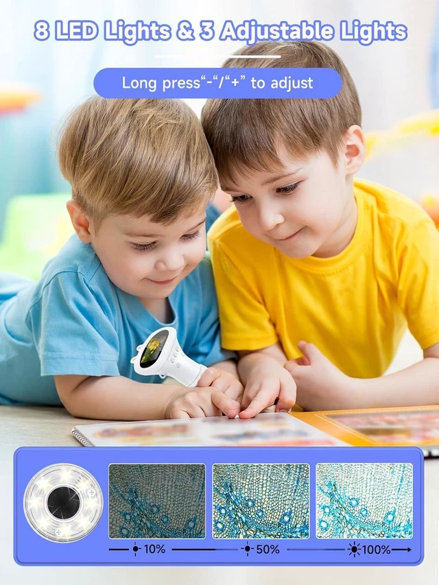 Alt view image 3 of 7 - Microscope for Kids, 1000X Handheld Digital Miniscope with 2.0" Screen, Portable Pocket Education Toy Birthday Gift for Age 3-10 Girls & Boys