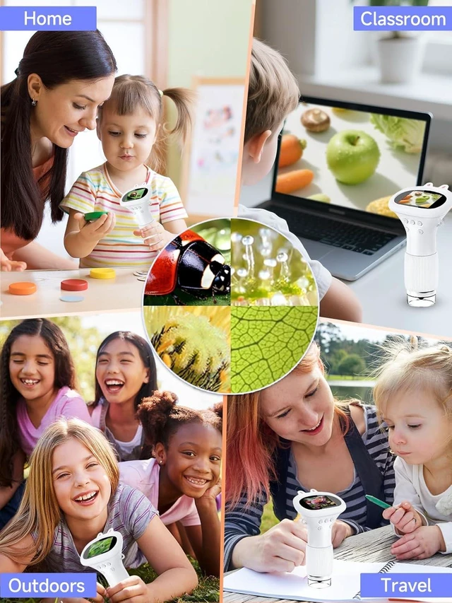 Alt view image 7 of 7 - Microscope for Kids, 1000X Handheld Digital Miniscope with 2.0" Screen, Portable Pocket Education Toy Birthday Gift for Age 3-10 Girls & Boys