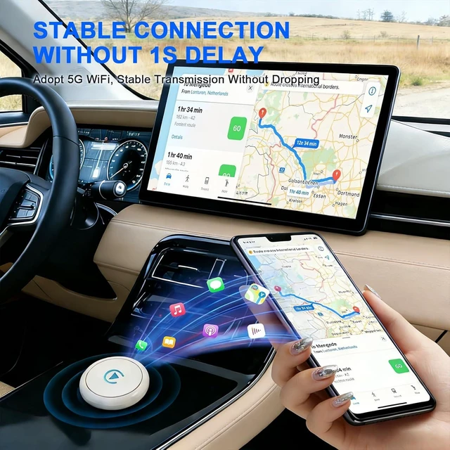 Alt view image 6 of 7 - Wireless CarPlay Adapter for iPhone iOS 10+ & Android CarLife - Plug and Play, Stable Connection Without Delay, Wired to Wireless