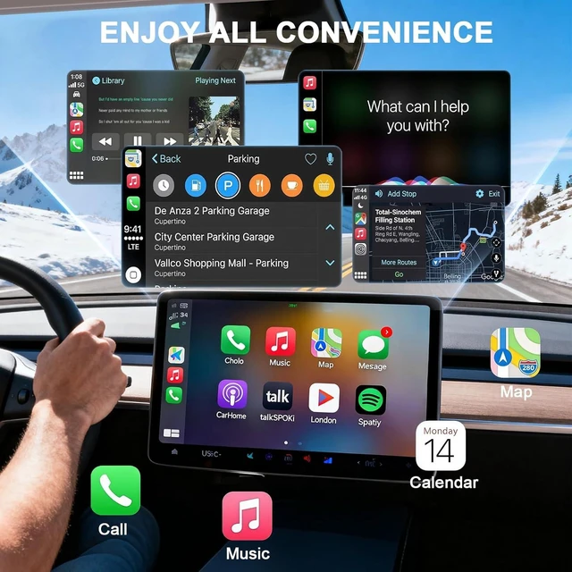Alt view image 5 of 7 - Wireless CarPlay Adapter for iPhone iOS 10+ & Android CarLife - Plug and Play, Stable Connection Without Delay, Wired to Wireless