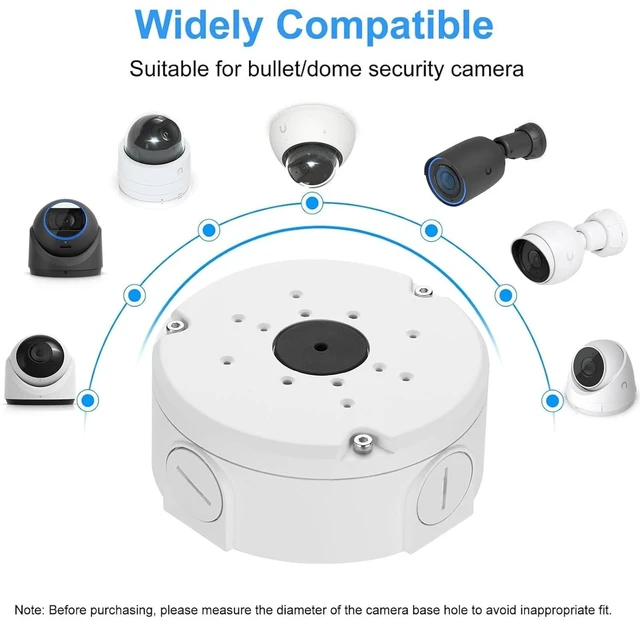 Alt view image 4 of 6 - White Metal Junction Box Mount for Ubiquiti UniFi Camera, Compatible with Dome, Turret & Bullet Cameras, G3-G6, AI, Pro, Anti-Falling Rope