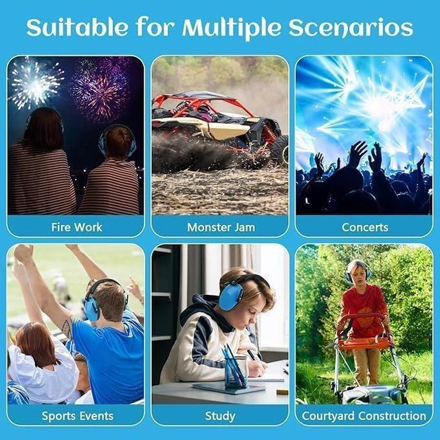 Alt view image 5 of 7 - 6-Pack Noise Cancelling Headphones for Kids, 28dB SNR Noise Reduction Ear Muffs for Children/Toddler, Hearing Protection for Fireworks/Monster Truck
