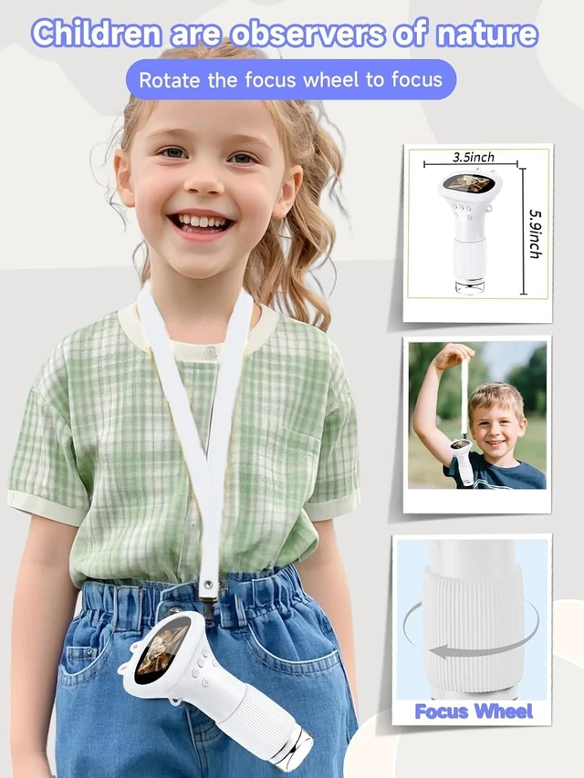 Alt view image 5 of 7 - Microscope for Kids, 1000X Handheld Digital Miniscope with 2.0" Screen, Portable Pocket Education Toy Birthday Gift for Age 3-10 Girls & Boys