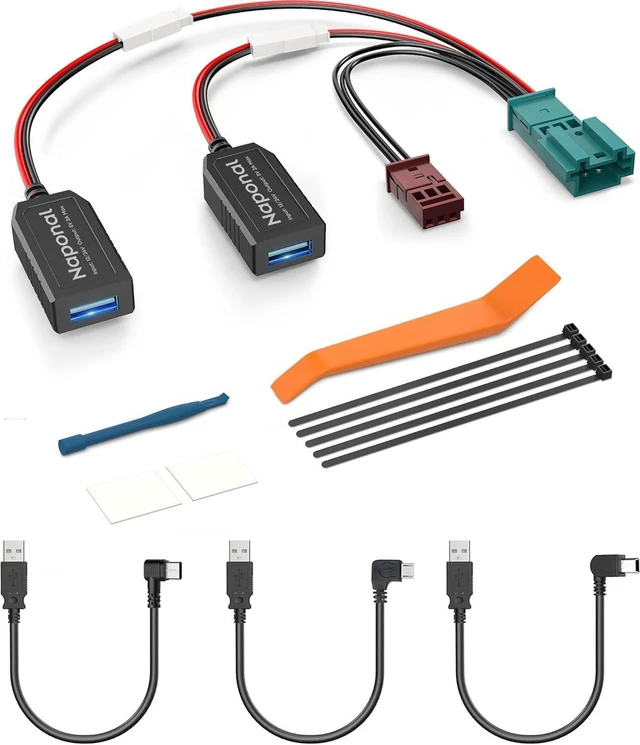 Main image of GPS Dash Cam Power Adapter (3-Pin Type F Connector), Mirror Camera Radar Charger Cable for Select Porsche 718 Cayman, Boxster, 991 Carrera, 911 & More