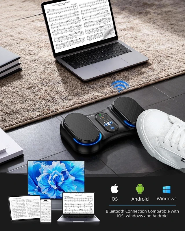 Alt view image 7 of 7 - Wireless Bluetooth Page Turner for iPad, Tablets, Android & iOS Phones Silent USB iPad Foot Pedal for Musicians' Hands-Free Sheet Music Control