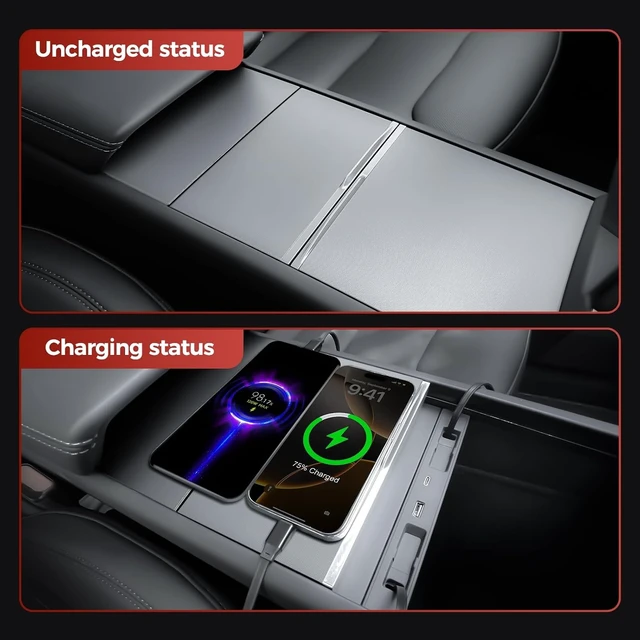 Alt view image 5 of 7 - USB Hub for Tesla Model Y Juniper 2026 & Model 3 Highland 2025 Hidden Center Console Phone Charger Hub (2-Type-C for Model Y/3 Juniper & Highland)