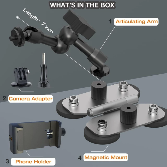 Alt view image 6 of 7 - Magnetic Fence Mount for Mevo Start, GoPro, iPhone & Action Cameras - Two 1/4" Mount Points, Camera Holder for Game Changer at Baseball Field