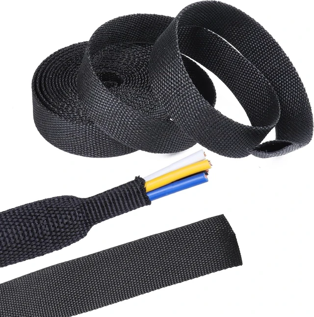 Main image of 2-in-1 Heat Shrink Braided Fabric Sleeving, Ideal for Irregular Shape Hose/Cable/Wire (1/2" (12mm), 40FT)