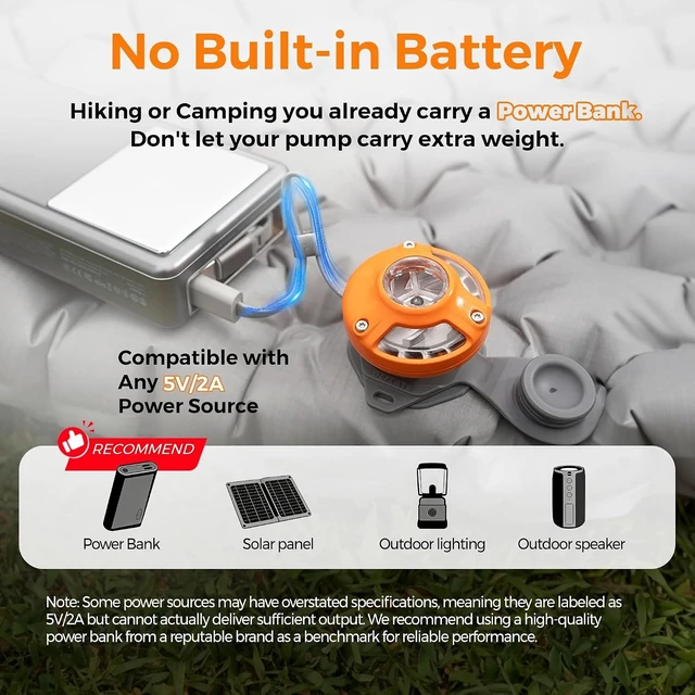 Alt view image 4 of 7 - Aerogogo Air Pump for Inflatables, Only 1oz Ultra-Mini Portable Air Mattress Pump for Ultralight Camping Gear, Pool Floats & Air Bed