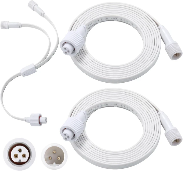 Main image of 6.2Ft 2-Pack Y-Shaped Extension Cable for Go-vee Permanent Outdoor Lights Pro Waterproof, Compatible with Go-vee H706A, H706B & H706C