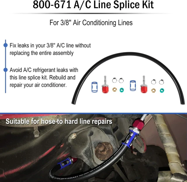 Alt view image 3 of 7 - 800-671 A/C Line Splice Kit for 3/8 Line with No.6 Hose, Air Conditioning Repair Splice Connector, Universal Fit for 3/8'' Hose to Hard Lines