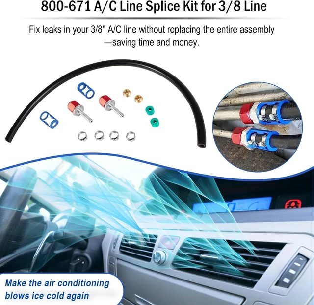 Alt view image 5 of 7 - 800-671 A/C Line Splice Kit for 3/8 Line with No.6 Hose, Air Conditioning Repair Splice Connector, Universal Fit for 3/8'' Hose to Hard Lines