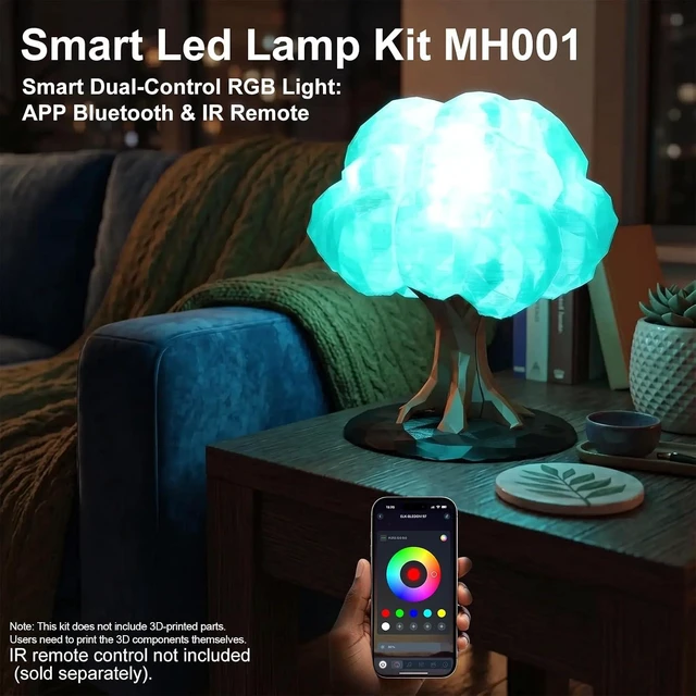 Alt view image 2 of 6 - 6-Pack Smart RGB LED Lamp Kit 001 for Bambu Lab, APP Control, USB 5V for 3D Printed