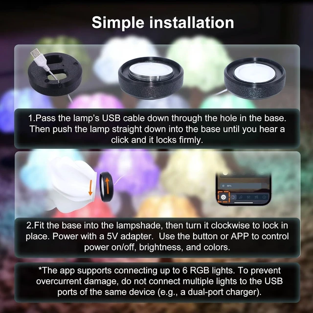 Alt view image 6 of 6 - 6-Pack Smart RGB LED Lamp Kit 001 for Bambu Lab, APP Control, USB 5V for 3D Printed