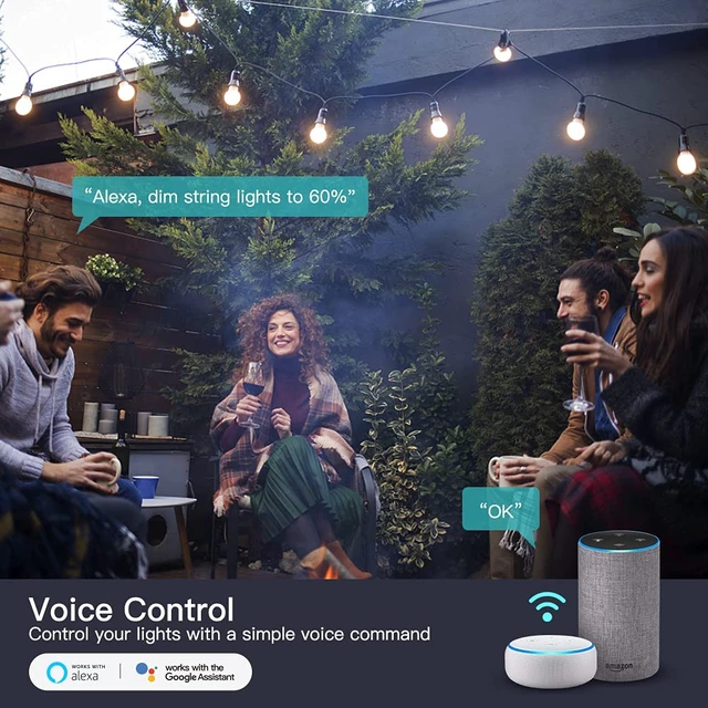 Alt view image 4 of 7 - 2-in-1 Outdoor Smart Dimmer Plug 2 Individual Control Sockets, 600W, IP64, Dusk to Dawn, Alexa & Google Home Compatible, 2.4GHz WiFi Only