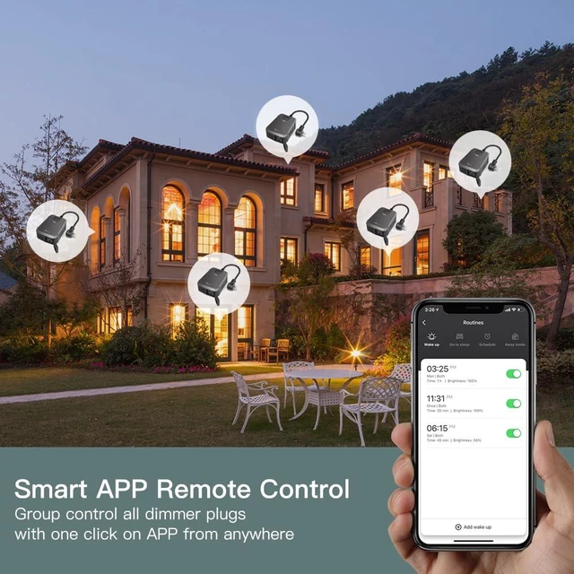 Alt view image 7 of 7 - 2-in-1 Outdoor Smart Dimmer Plug 2 Individual Control Sockets, 600W, IP64, Dusk to Dawn, Alexa & Google Home Compatible, 2.4GHz WiFi Only