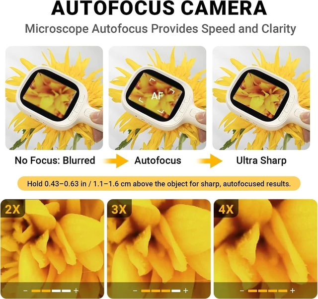 Alt view image 2 of 7 - Autofocus Handheld Digital Microscope, Magnifier with 2.8" IPS Screen & LEDs, Portable Magnifying Glass, Compatible with Mac/Windows