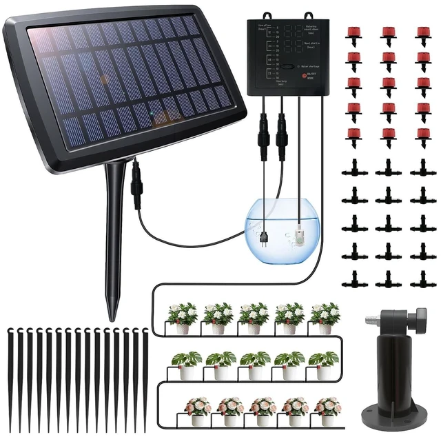 Main image of Solar Drip Irrigation System for Garden with Irrigation Timer Automatic Solar-Powered Watering Kit for Balcony & Vacation Plant Care