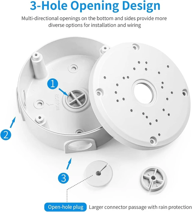 Alt view image 4 of 7 - ABS Waterproof Security Camera Junction Box, Universal Wall Mounting Brackets for CCTV Camera with Hidden Cable (8 Pack)
