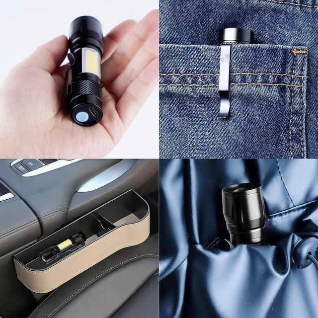 Alt view image 7 of 7 - 10-Pack USB-C Rechargeable Flashlights Zoomable Mini LED Clip-On EDC Light with Side COB, Bright for Camping, Home & Emergency
