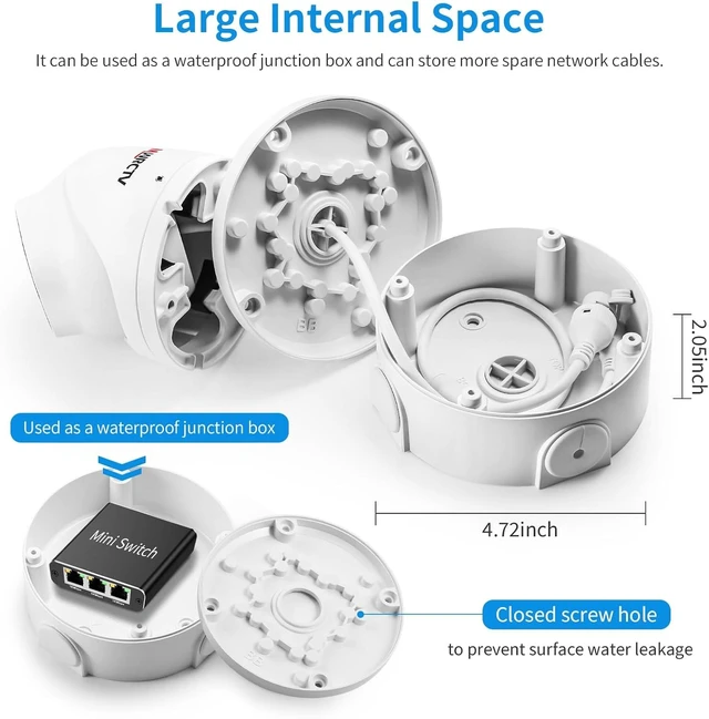 Alt view image 5 of 7 - ABS Waterproof Security Camera Junction Box, Universal Wall Mounting Brackets for CCTV Camera with Hidden Cable (8 Pack)