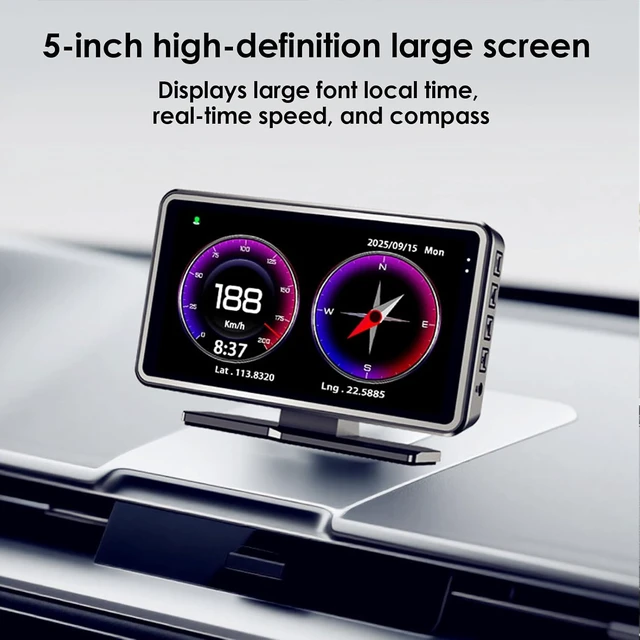 Alt view image 3 of 7 - 3-in-1 Car HUD Digital Speed Display with Dash Camera DVR Recording & GPS Tracking Replay on Map - Universal GPS Speedometer