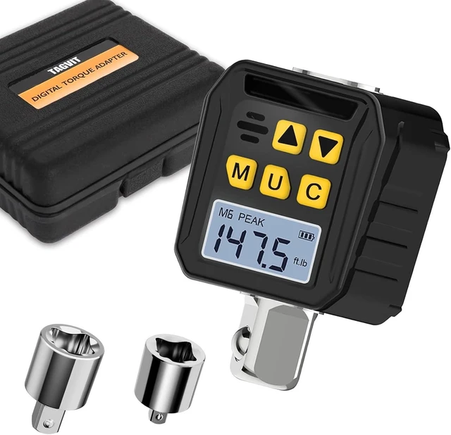 Main image of 1/2 Drive Digital Torque Adapter, 7.38-147.5 Ft-lb / 10-200 Nm Torque Wrench Converter with 3/8" & 1/4" Adapters for Bicycle Motorcycle Car Repair