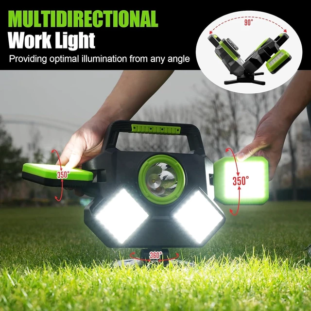 Alt view image 2 of 7 - Rechargeable 55W 5000LM Magnetic LED Work Light, Foldable & 360° Rotatable, 6 Modes, Portable for Mechanic, Jobsite, Workshop & Car Repairing