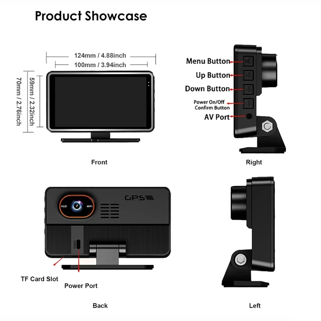 Alt view image 7 of 7 - 3-in-1 Car HUD Digital Speed Display with Dash Camera DVR Recording & GPS Tracking Replay on Map - Universal GPS Speedometer