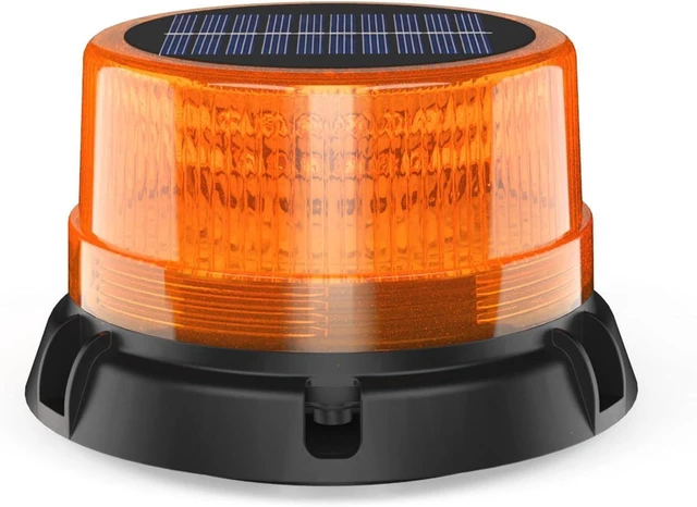 Main image of Solar LED Wireless Strobe Lights Waterproof Rechargeable Amber Beacon with Strong Magnetic Base, Rotating Flashing Warning for Working Vehicles