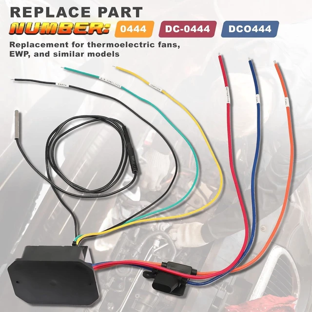 Alt view image 5 of 7 - 12V/24V Digital Radiator Fan Controller Switch, Adjustable Temperature Range, Dual Electric Fan Controller, Thermatic Fan Switch Kit, Replaces #0444