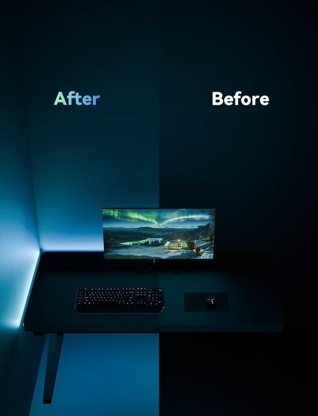 Alt view image 3 of 7 - RGB Backlight LED Strip Light for PC & Mac Syncs with Screen Color or Music, Desk-Edge Mount for Gaming, USB Powered, Software Control, 3.94ft / 1.2m