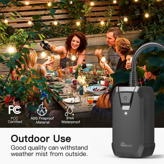Alt view image 4 of 5 - 2-Pack Outdoor Smart Dimmer Plug Works with Alexa & Google Assistant, Remote Light Dimmer, Max 400W, IP44 Waterproof for Outdoor, Floor & Table Lamps