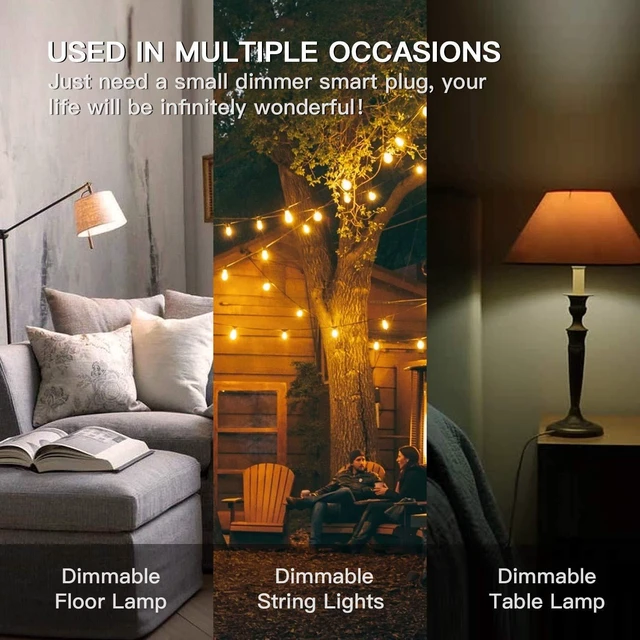 Alt view image 5 of 5 - 2-Pack Outdoor Smart Dimmer Plug Works with Alexa & Google Assistant, Remote Light Dimmer, Max 400W, IP44 Waterproof for Outdoor, Floor & Table Lamps